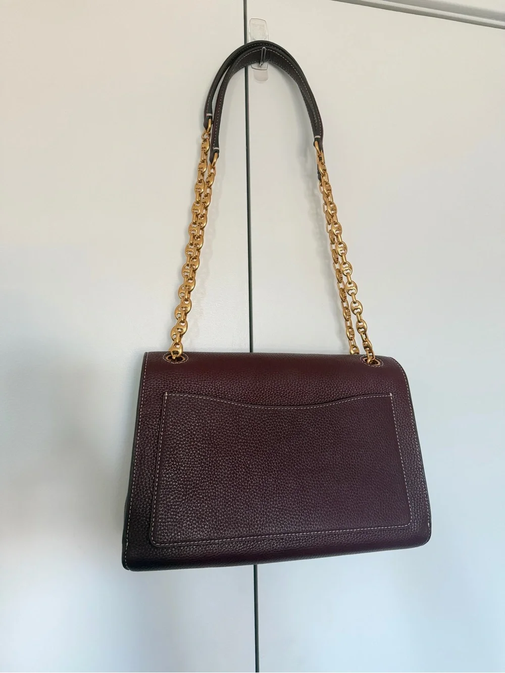 kate spade Plum Pebbled Leather Shoulder Bag with Gold Chain